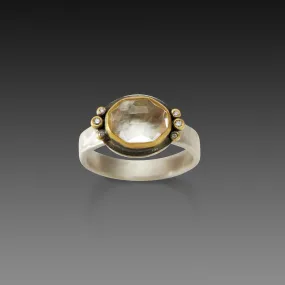 Rosecut Oval White Topaz Ring