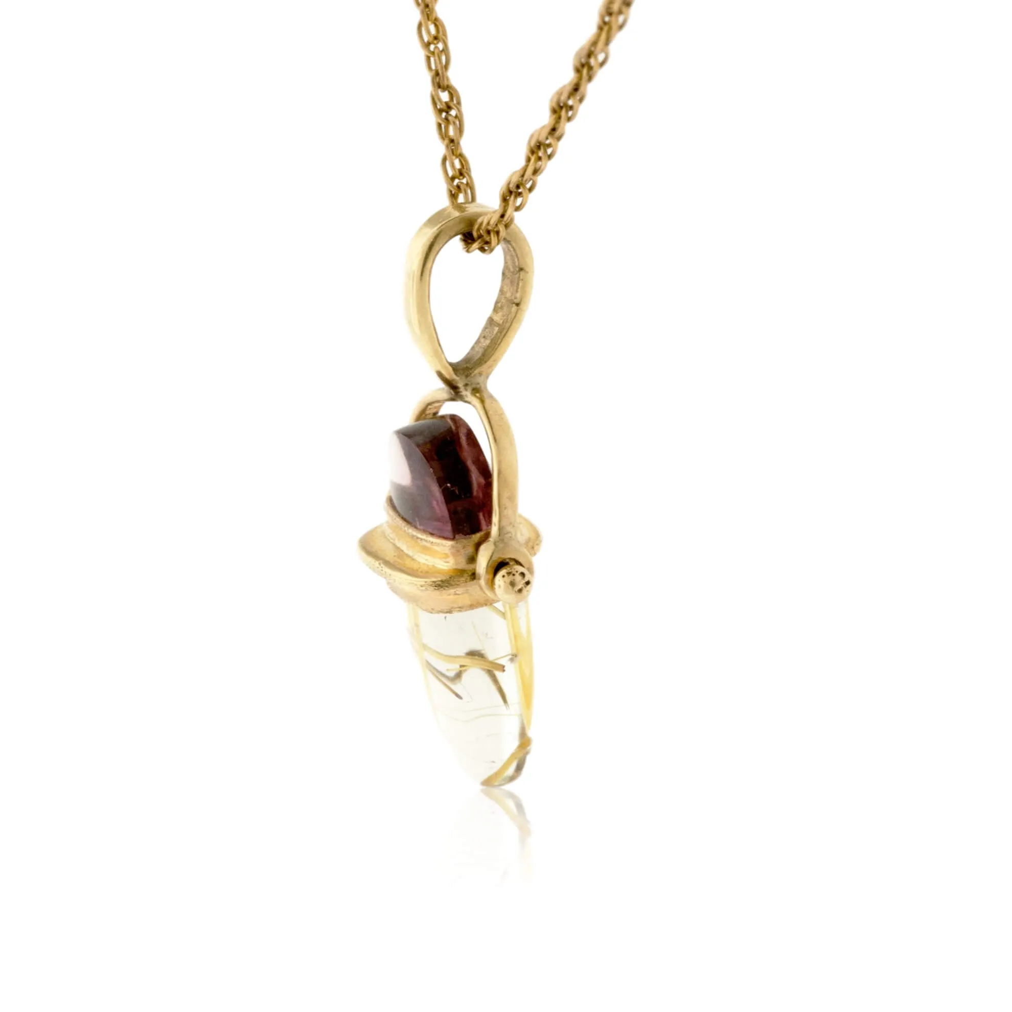 Rutilated Quartz & Gemstone Pendant