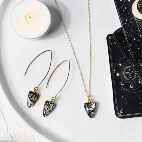 Rutilated Quartz Warrior Shield Earrings