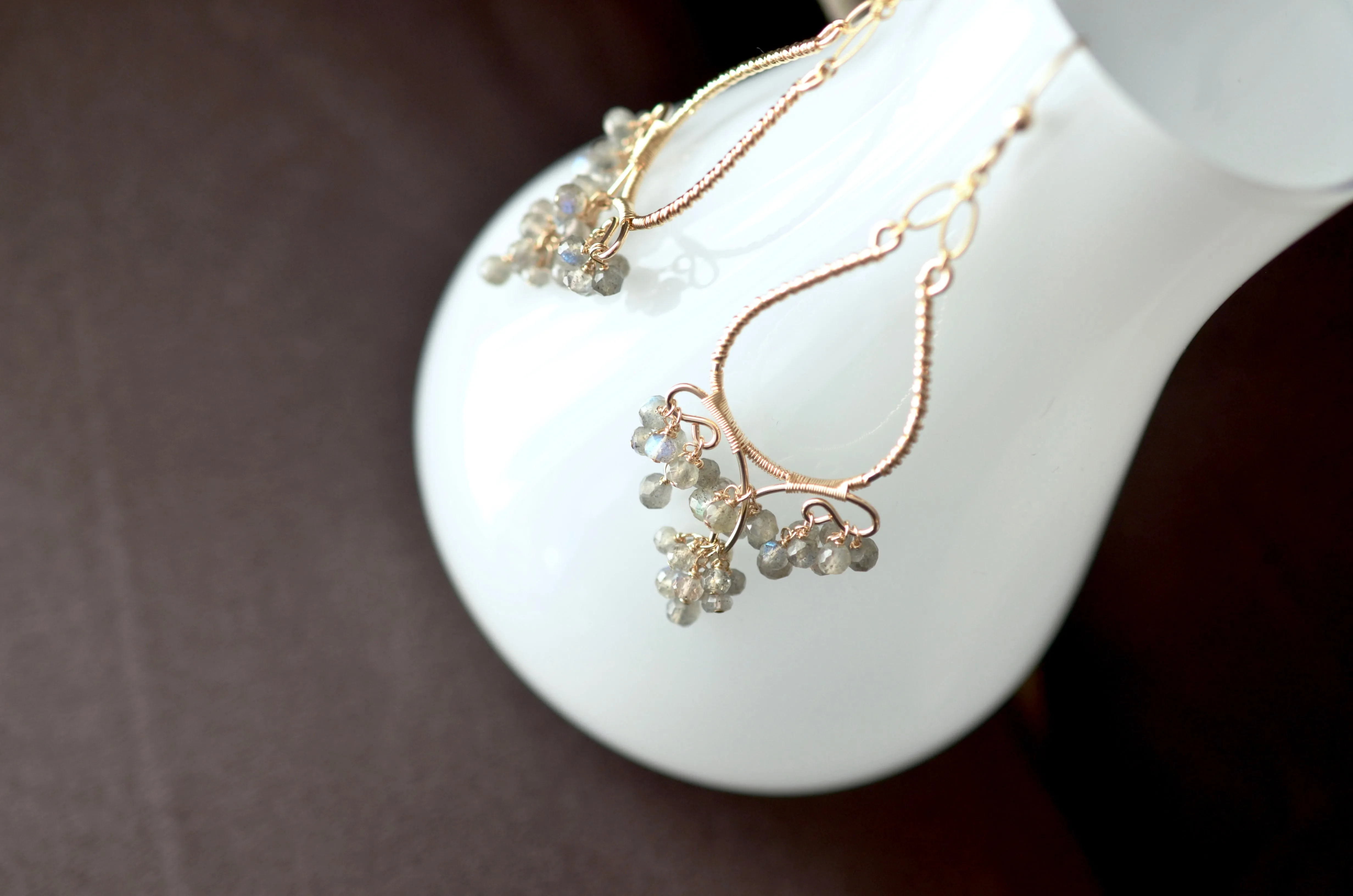 Sabrina - Labradorite, Gold Chandelier Earrings
