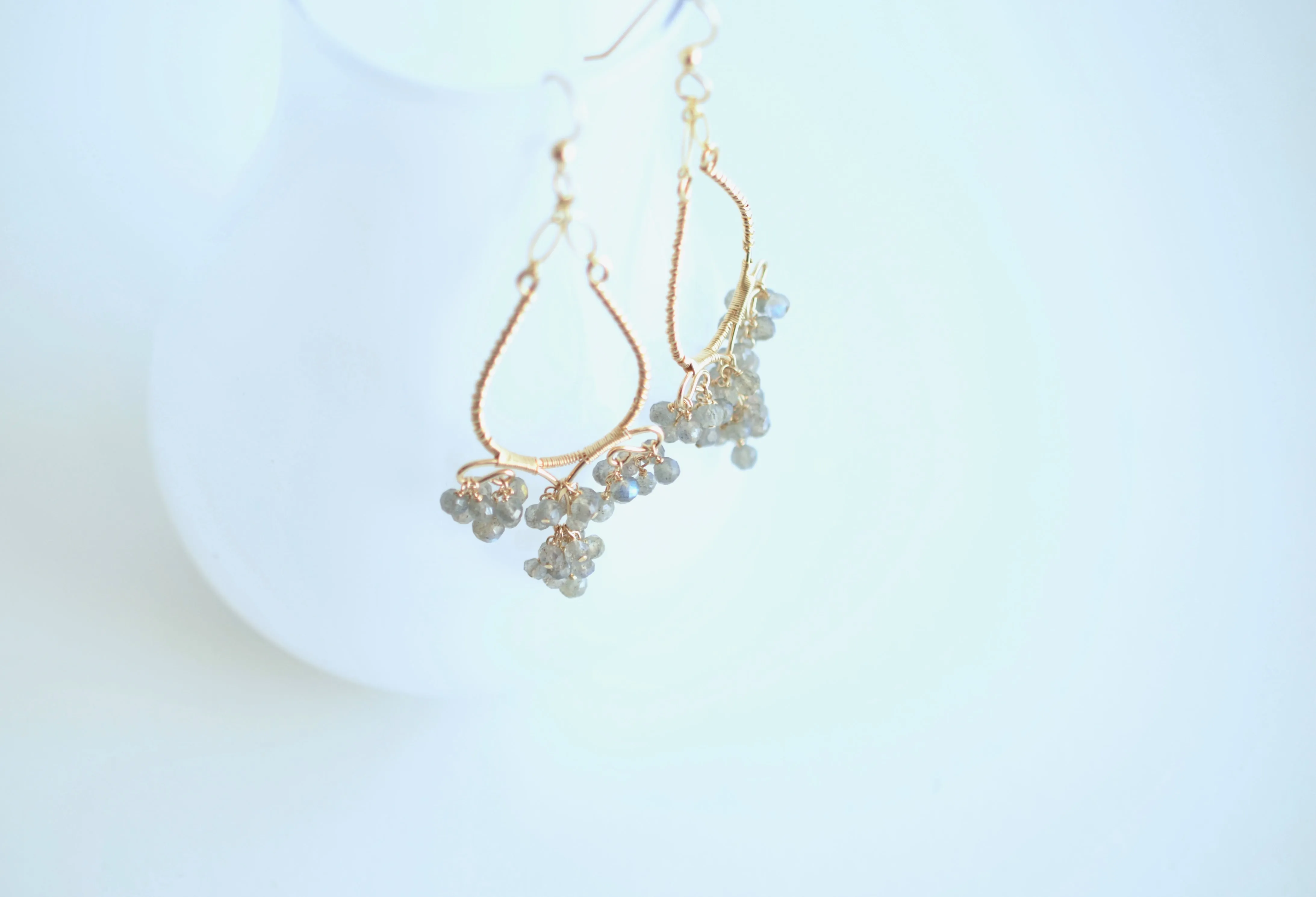 Sabrina - Labradorite, Gold Chandelier Earrings