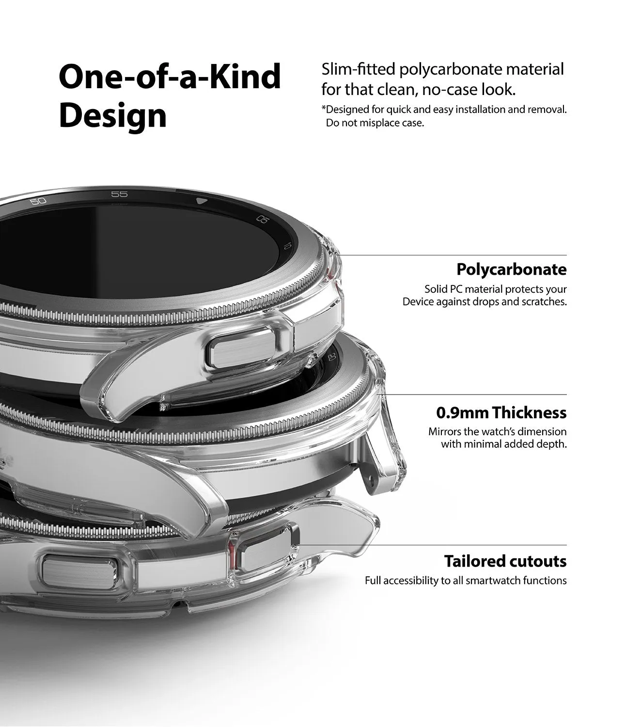 Samsung Galaxy Watch 4 Classic 46mm Case| Slim Series| Clear   White