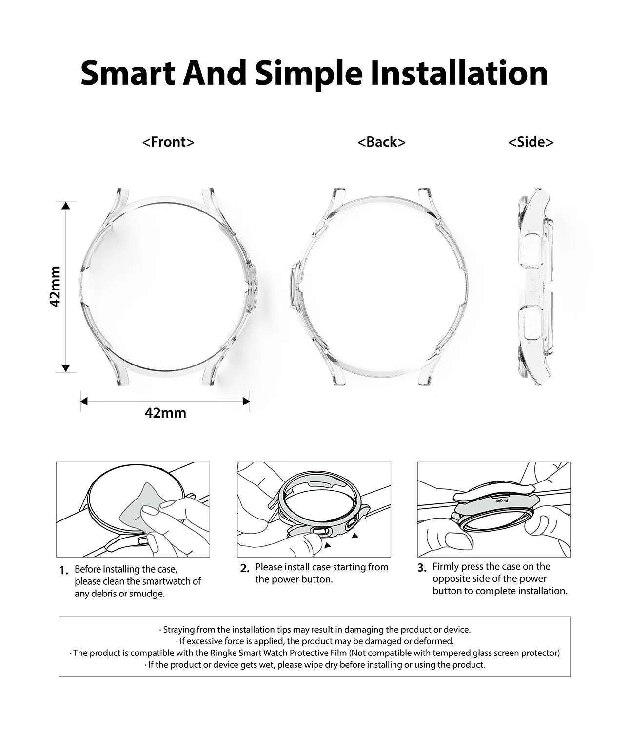Samsung Galaxy Watch 4 Classic 46mm Case| Slim Series| Clear   White