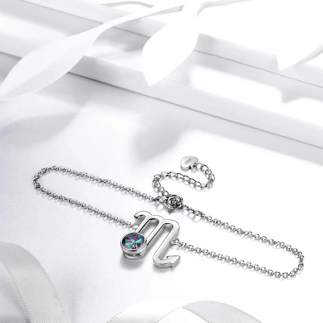 Scorpio Bracelet Women Girls Jewelry Birthday Gift Mystic Topaz Sterling Silver