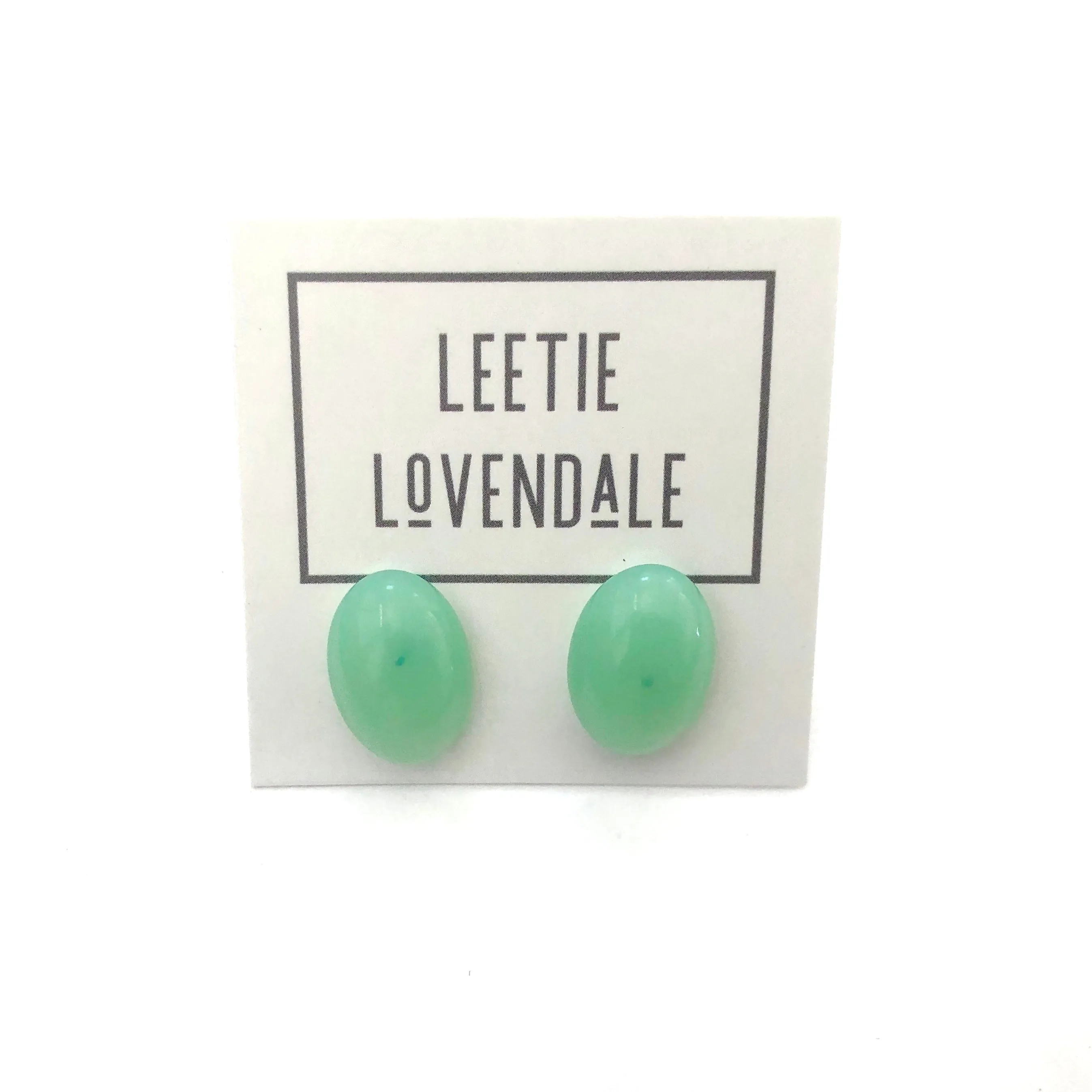 Seafoam Green Opal Oval Stud Earrings