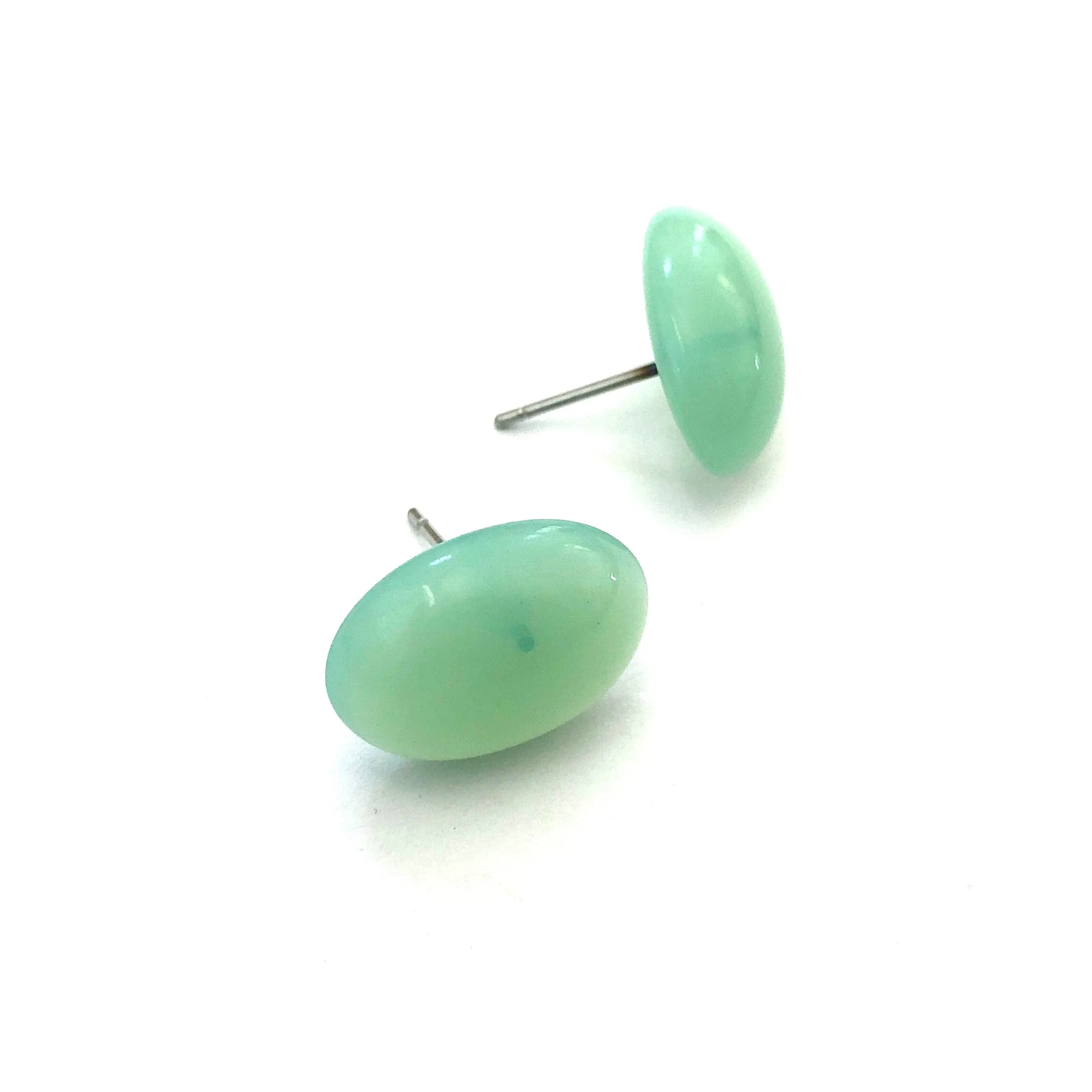 Seafoam Green Opal Oval Stud Earrings