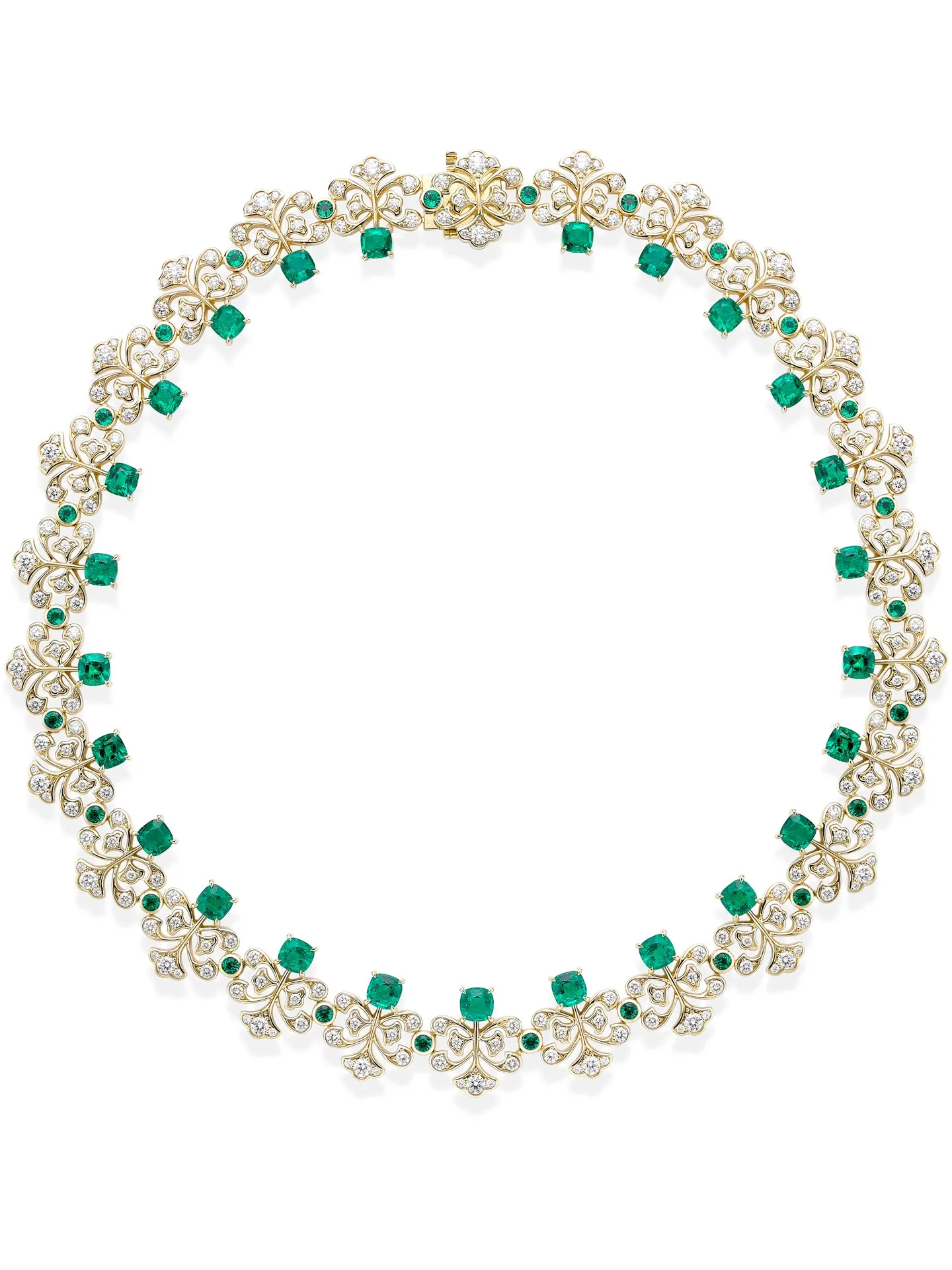 Secret Garden Fern Emerald Yellow Gold Necklace
