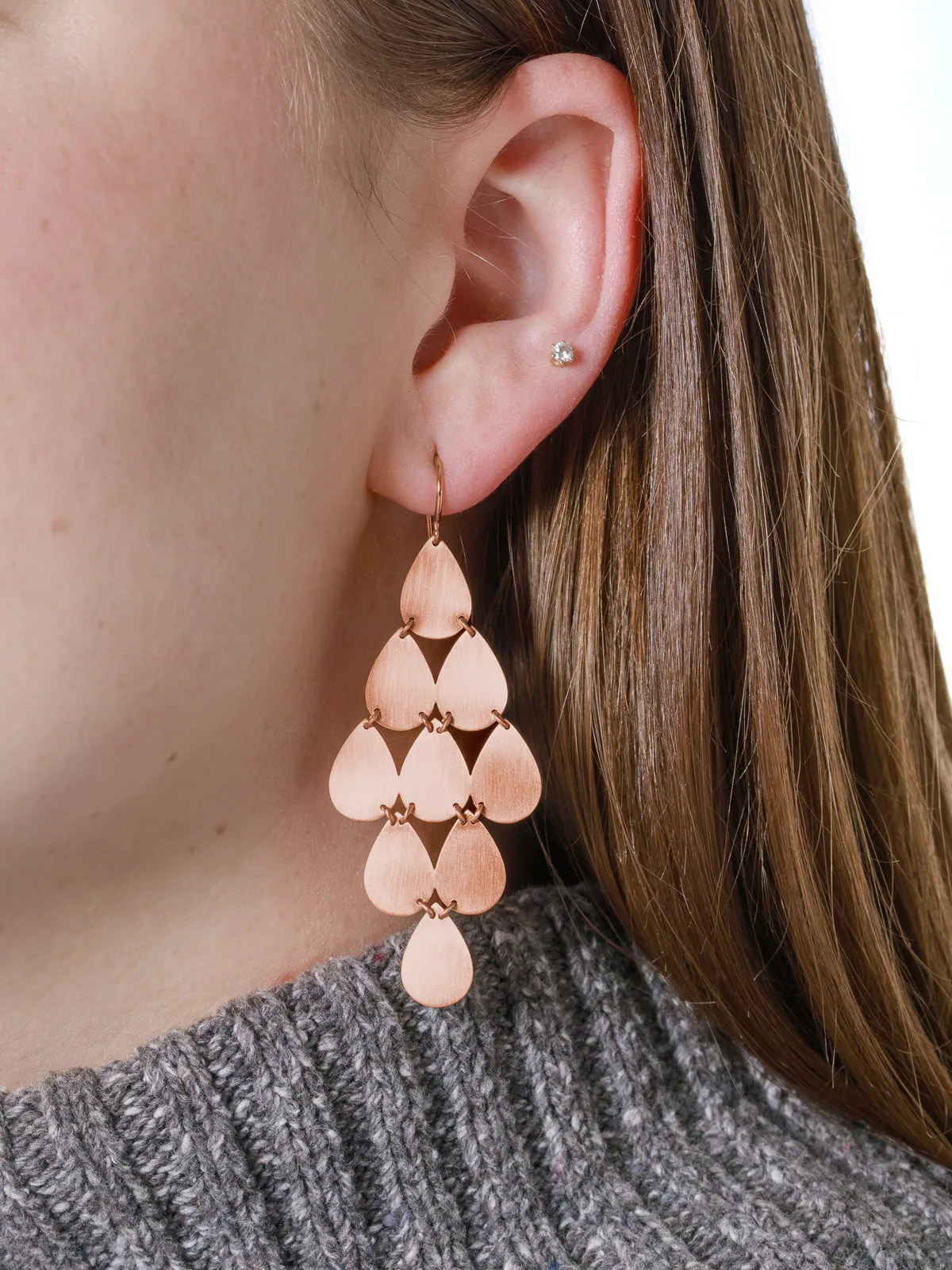 Signature Large Teardrop Rose Gold Chandelier Earrings