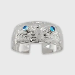 Silver 1 inch Orca Bracelet with Topaz