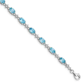 Silver Blue Gemstone White Gemstone Bracelet