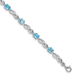 Silver Blue Topaz Gemstone Figure 8 Bracelet