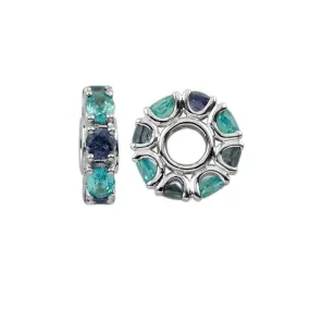 Silver  Swiss Blue Topaz & Iolite Wheel Charm S349MUL