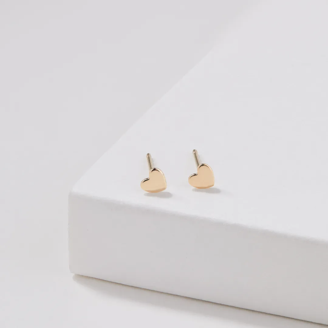 Silver Tiny Heart Stud Earrings