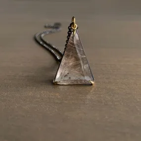 Smoky Rutilated Quartz Triangle Pendant