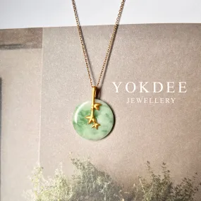 SOLD OUT: A-Grade Moss on Snow Jadeite Donut Pendant (Bamboo) No.172425