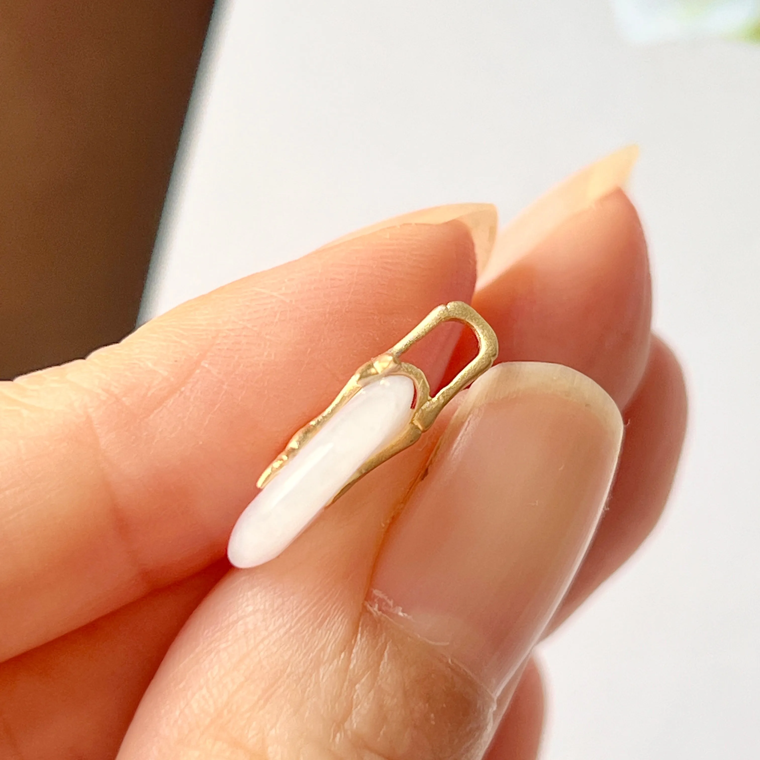 SOLD OUT: A-Grade White Jadeite Donut Pendant (Bamboo) No.172141
