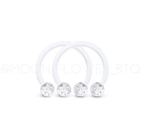 Sparkly Clear Acrylic Horseshoe Barbell Earrings