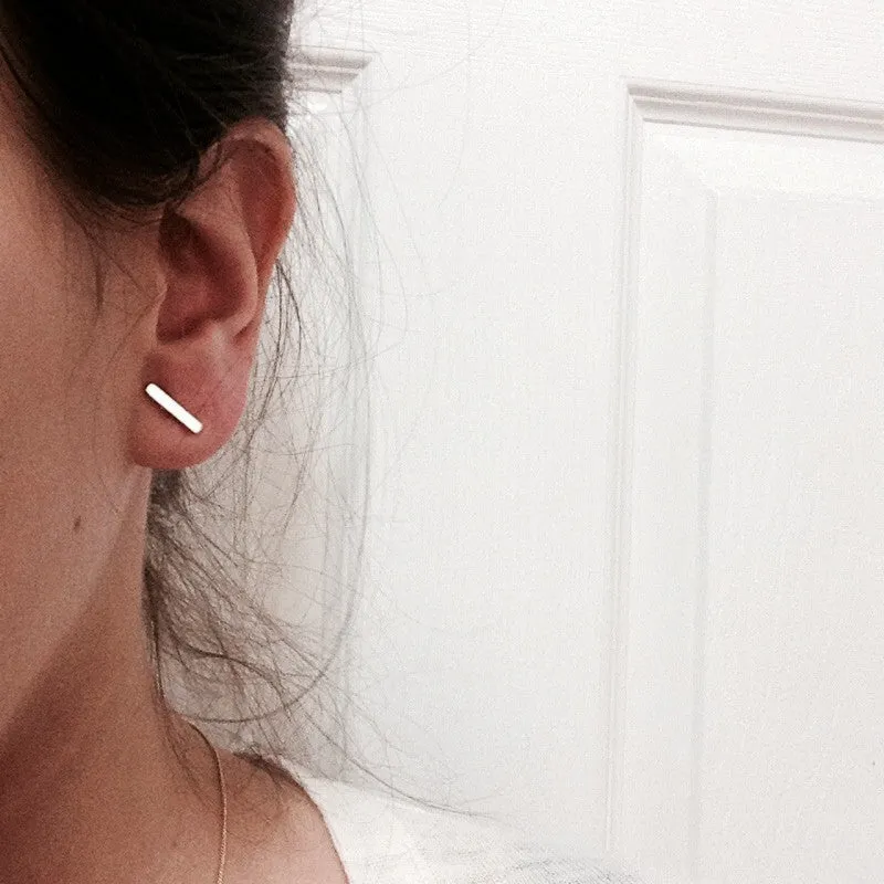 Sterling Enamel Accent Bar Earrings