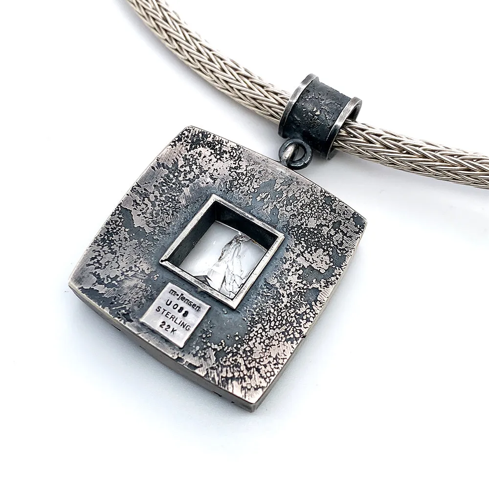 Sterling Silver & Gold Quartz Necklace - "Phantom's Mirror"