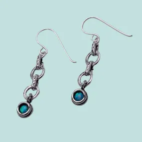 Sterling Silver earrings, Blue opal silver earrings, Dangling  silver earrings