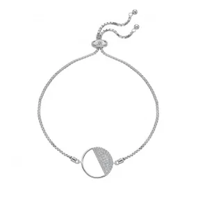 Sterling Silver Horizon White Topaz Circle Bracelet DL601