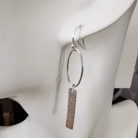 Sterling Silver Long Oblong Drop Earrings