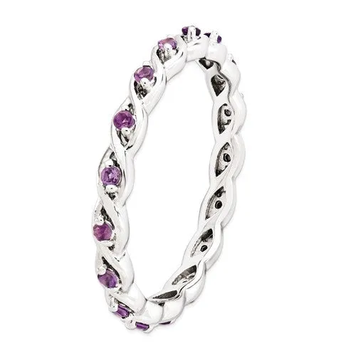 Sterling Silver Stackable Expressions Amethyst Twist Eternity Ring