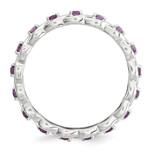 Sterling Silver Stackable Expressions Amethyst Twist Eternity Ring