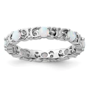 Sterling Silver Stackable Expressions Created Opal Carved Filigree Ring