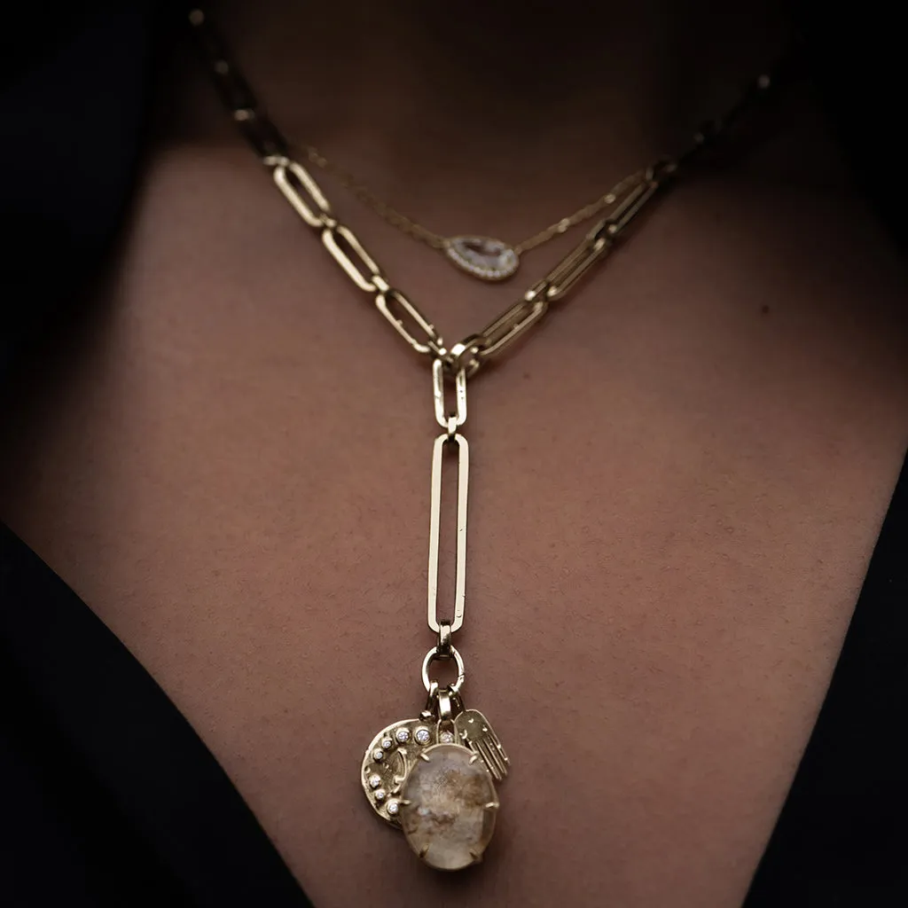 Terra Firma Pendant Charm - Yellow Gold, Quartz & White Diamonds