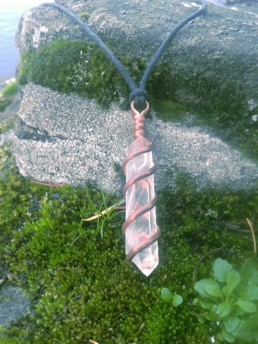 Tibetan Quartz Wire Wrapped Crystal Pendant