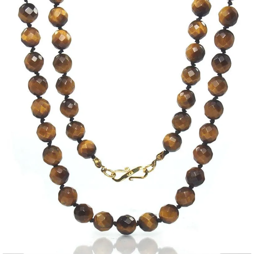 Tiger's Eye Necklace with Gold Plated S-Hook Clasp