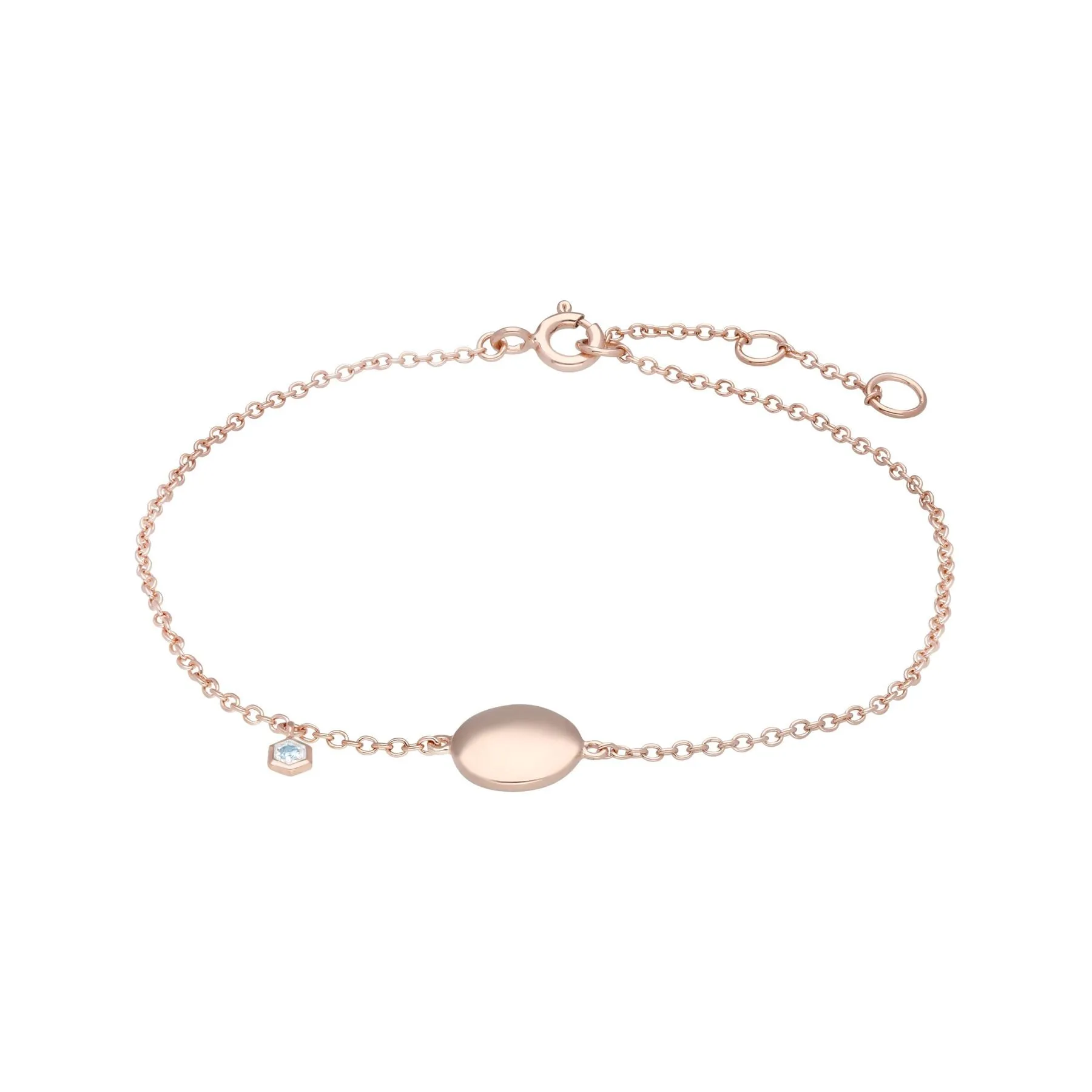 Topas Gravur Armband in Rose Vergoldetem Sterling Silber
