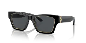Tory Burch Rectangle Wayfarer Non-Polarized Sunglasses - Black/Solid Gray