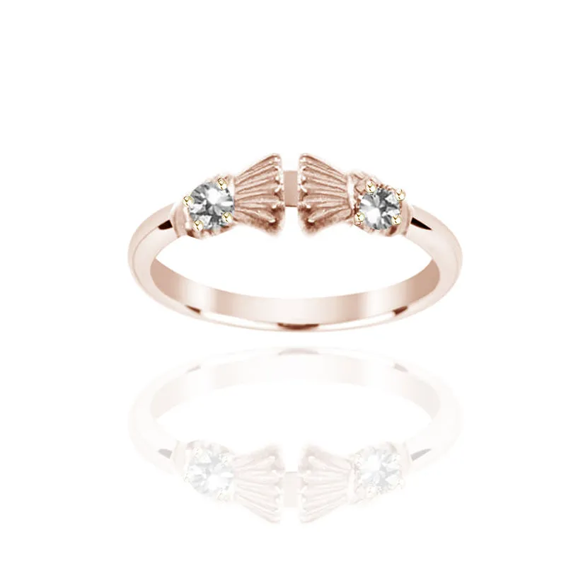 Traditional Edinburgh Scottish Thistle Torque Ring with Two Diamond
