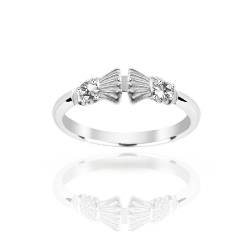 Traditional Edinburgh Scottish Thistle Torque Ring with Two Diamond
