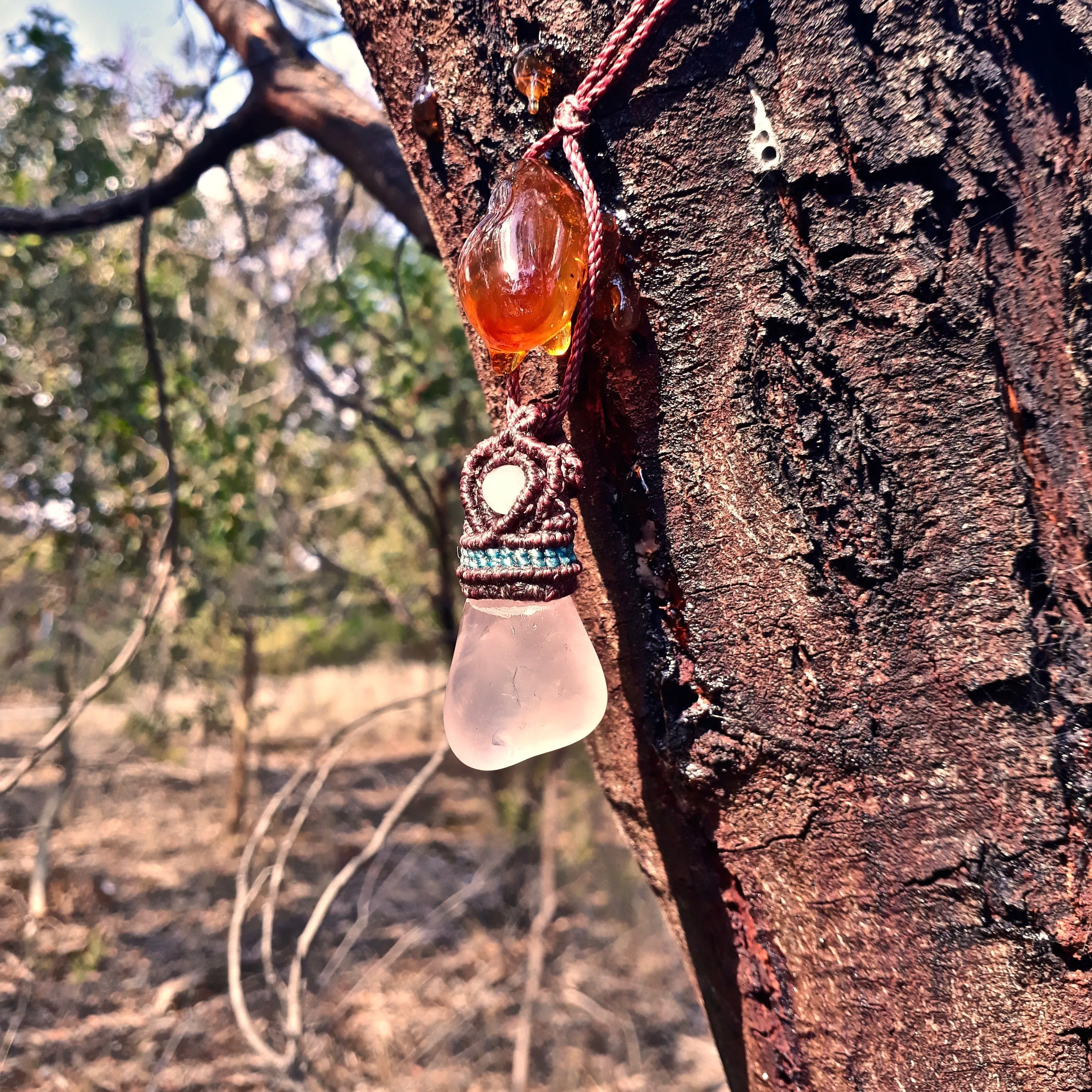 Translucent rose quartz necklace