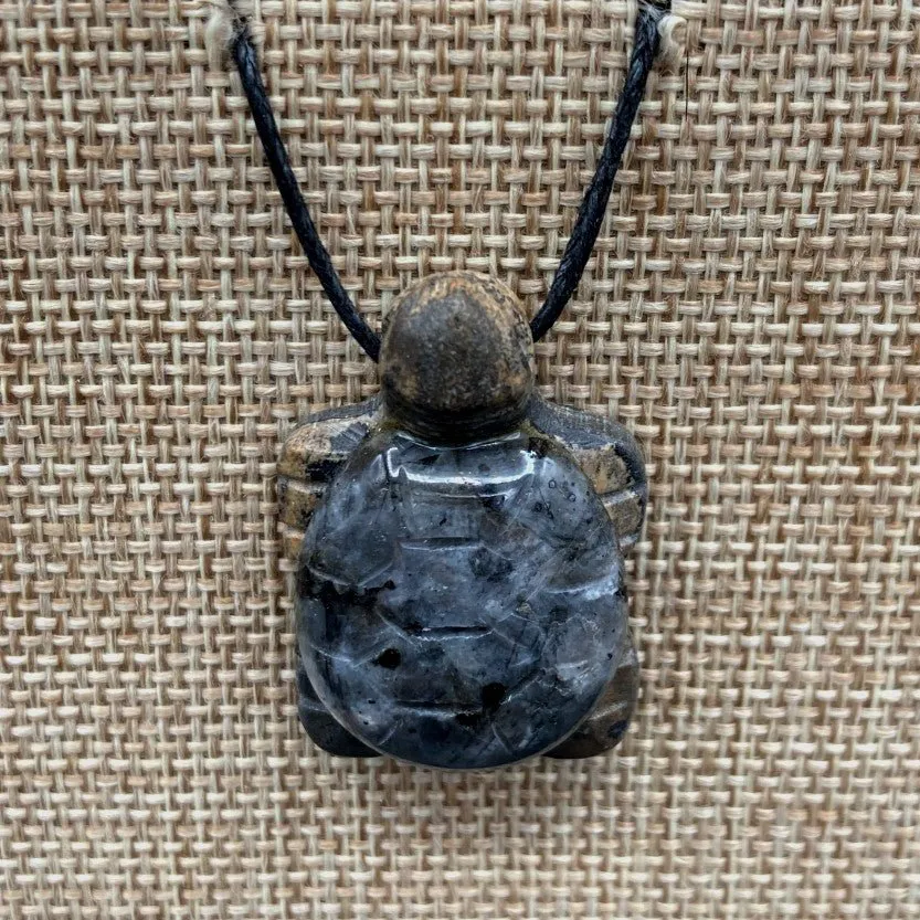 Turtle Gemstone Necklaces Adjustable Cord Pendant