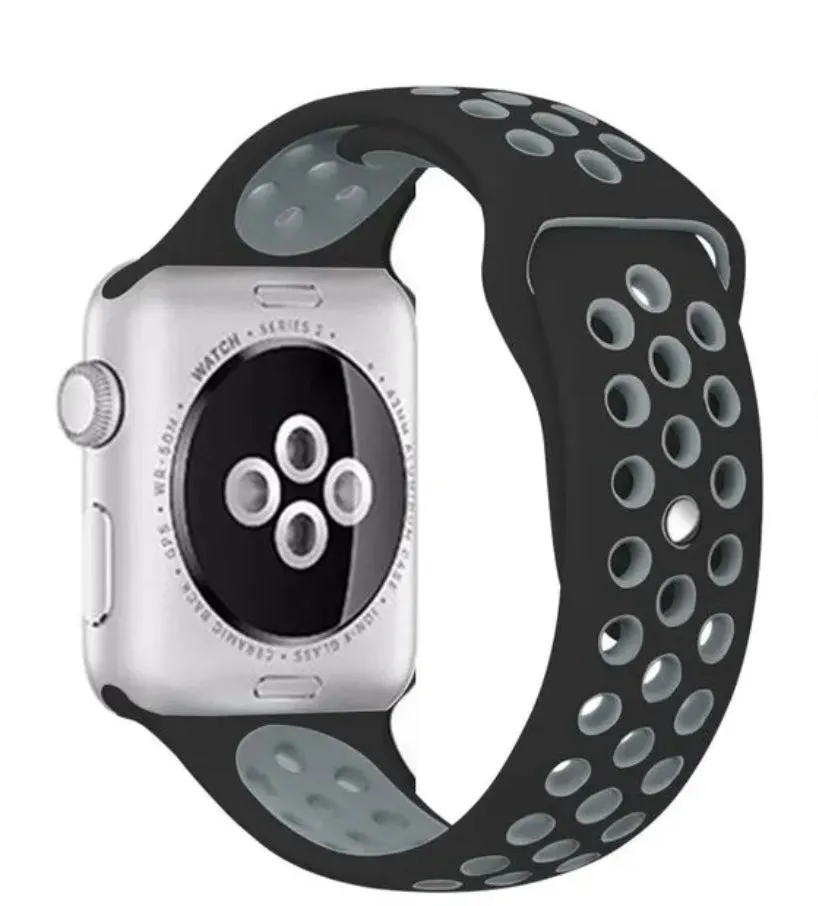 Two Tone Silicone Watch Band - Black Grey
