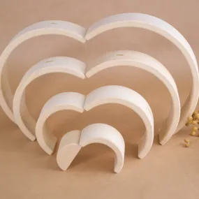 Unfinished Wooden Waldorf Rainbow Stacker Toy Natural
