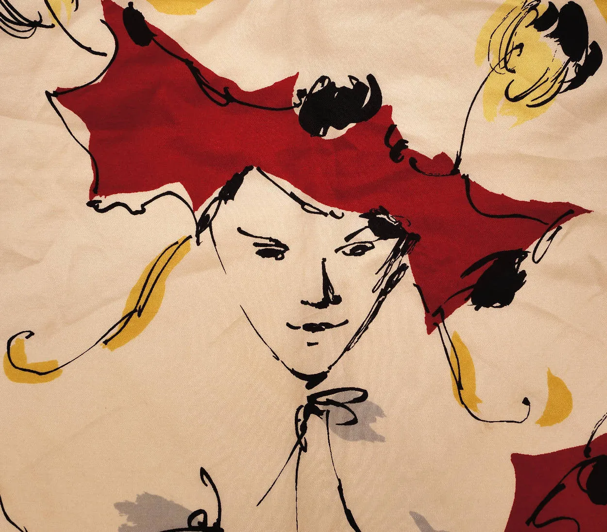 Vintage 1950s Nina Ricci Paris Silk Scarf Autumn Leaves