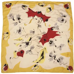 Vintage 1950s Nina Ricci Paris Silk Scarf Autumn Leaves