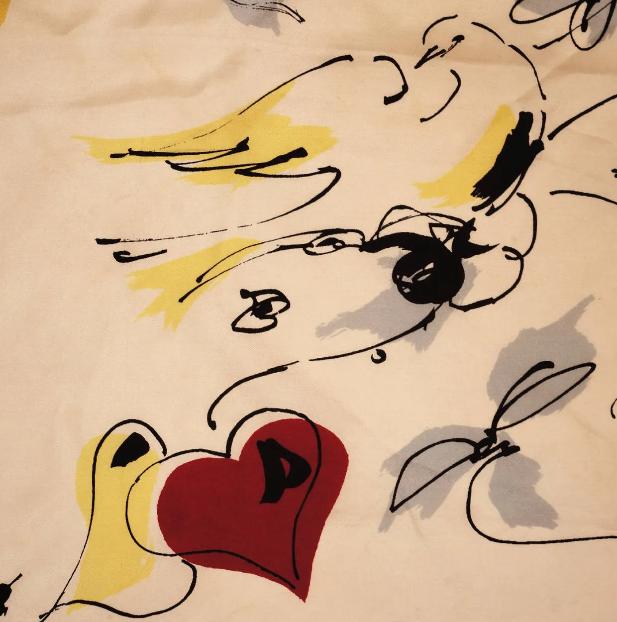 Vintage 1950s Nina Ricci Paris Silk Scarf Autumn Leaves