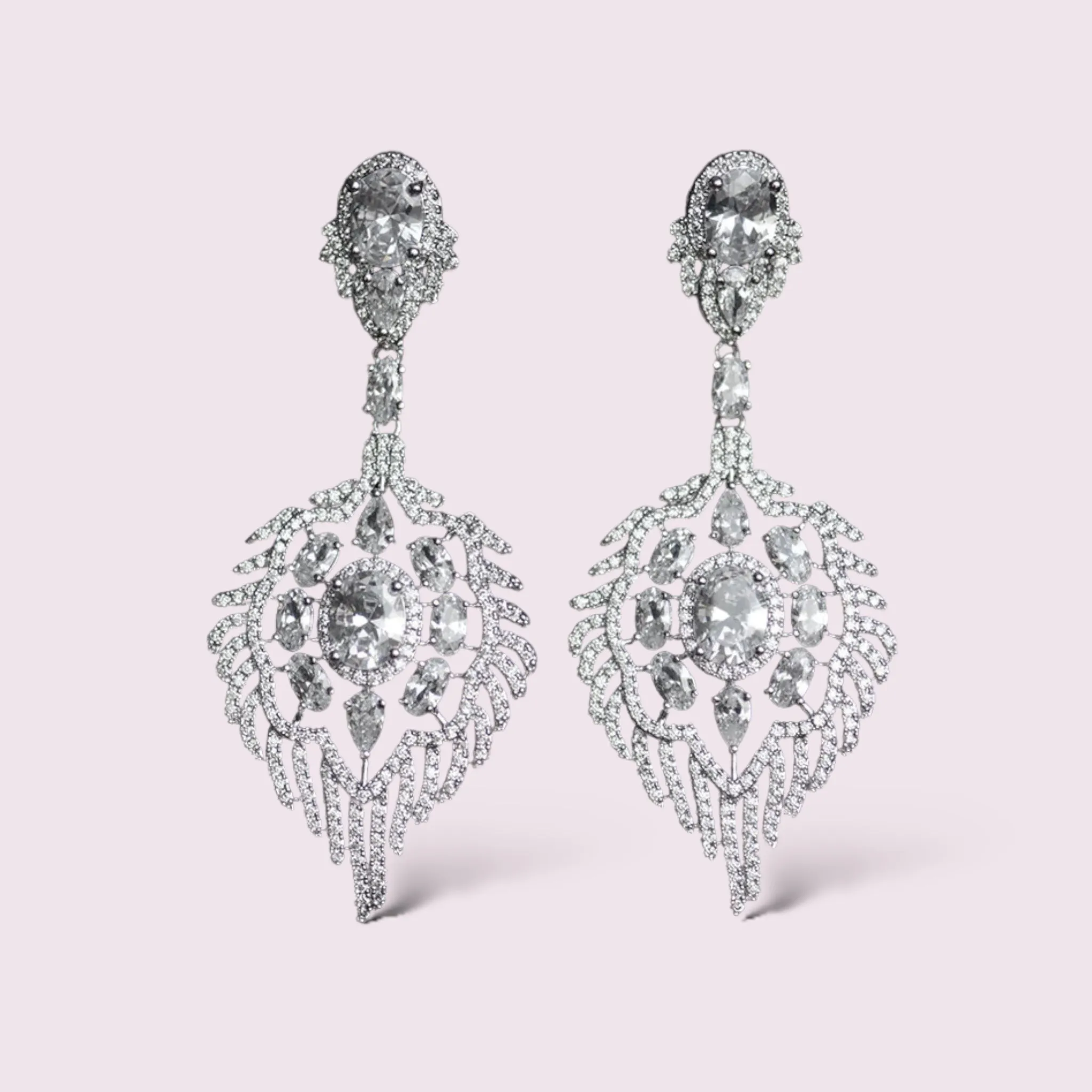 Vintage Art Deco Chandelier Micro-Paved Bridal Earrings