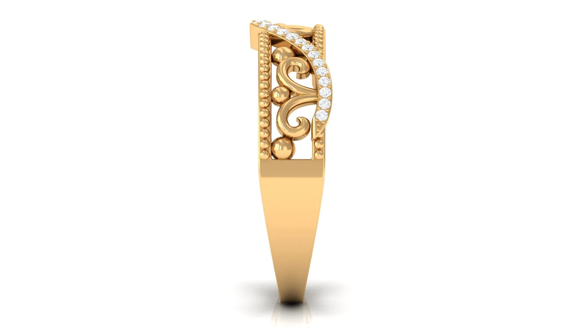 Vintage Inspired Diamond Wedding Band Ring