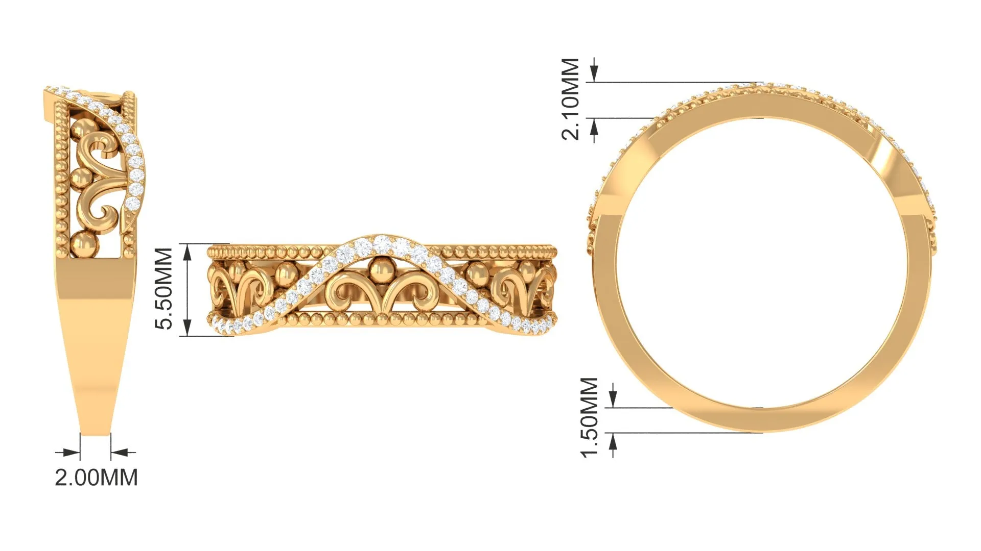 Vintage Inspired Diamond Wedding Band Ring
