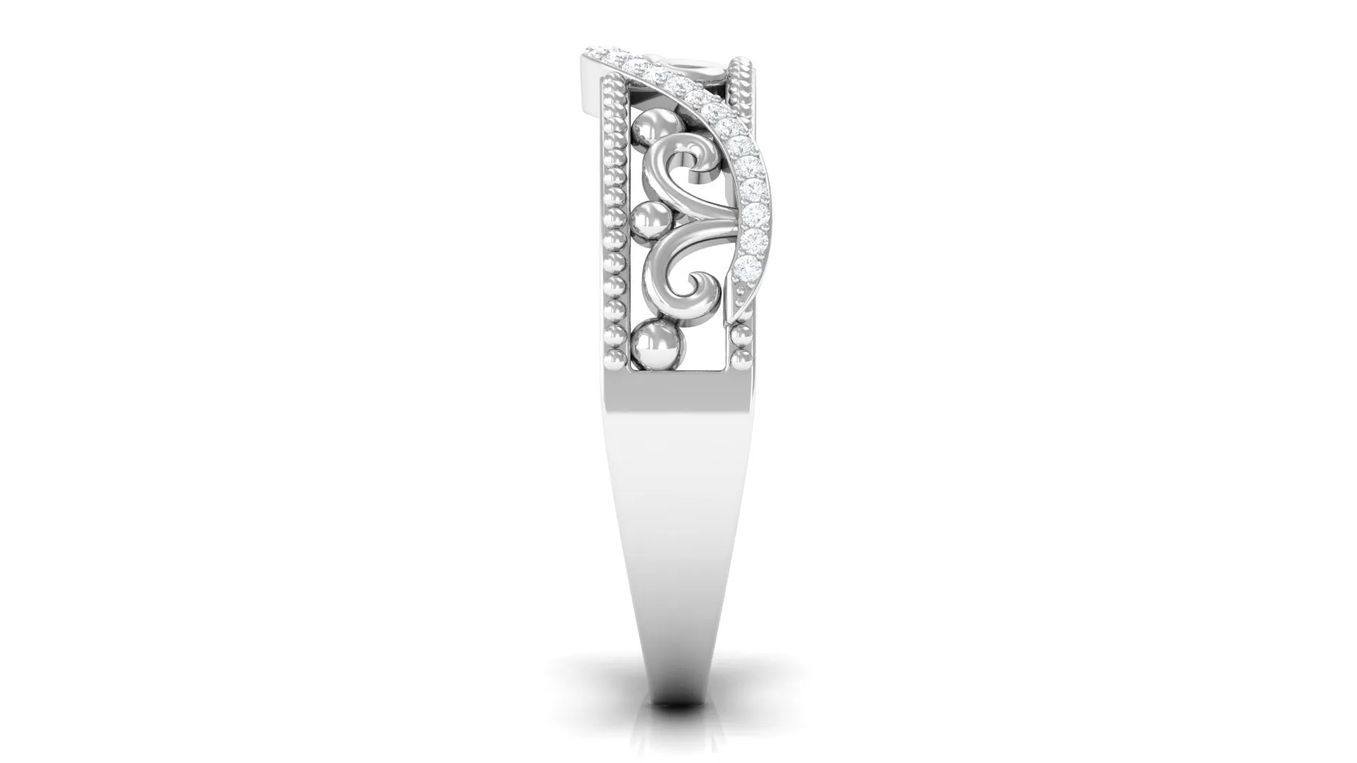 Vintage Inspired Diamond Wedding Band Ring