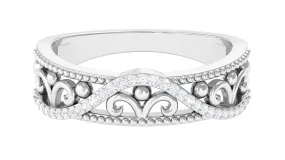 Vintage Inspired Diamond Wedding Band Ring
