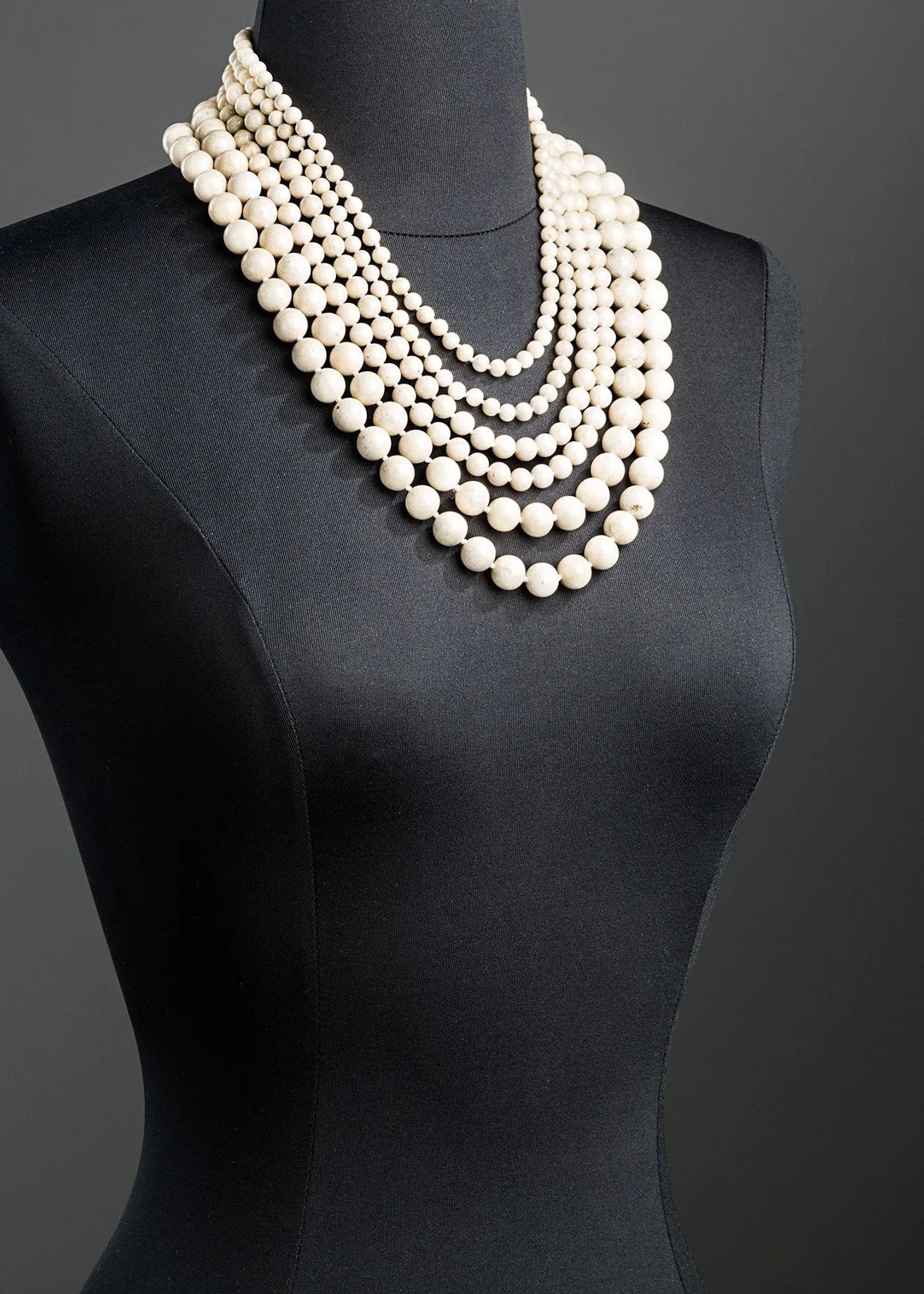 White Jade Necklace, 14K Gold Multi Strand