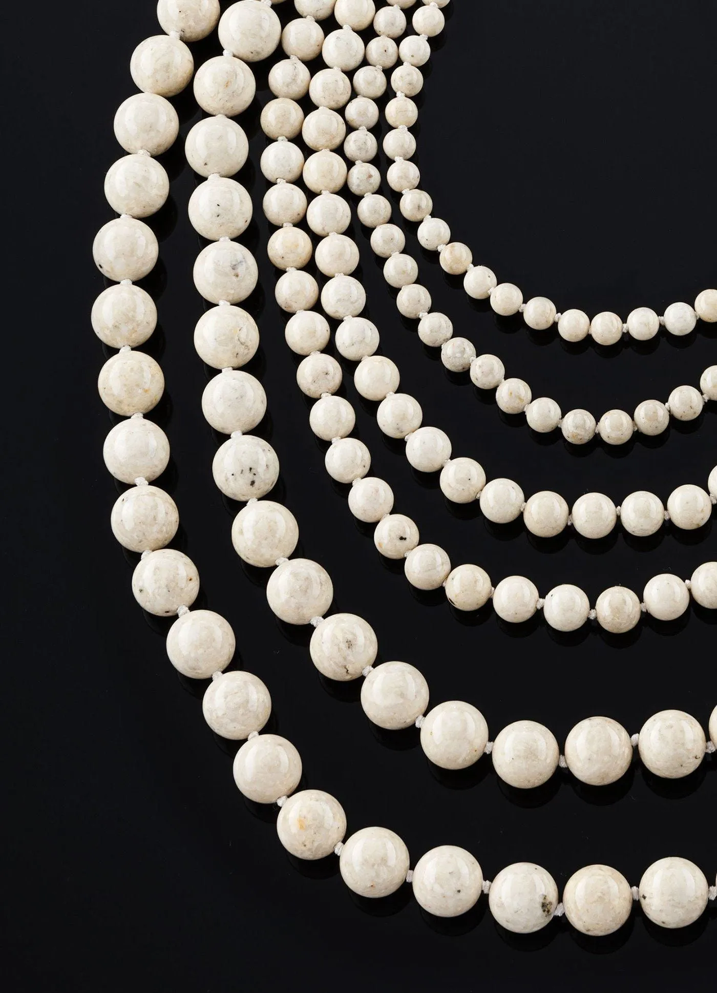 White Jade Necklace, 14K Gold Multi Strand